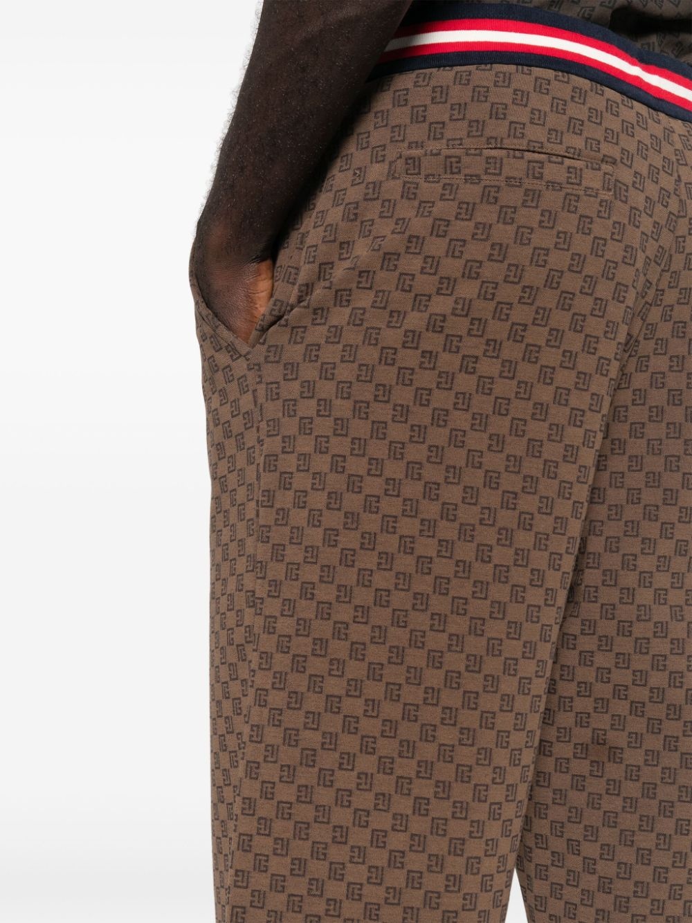 monogram-pattern cotton track pants - 5