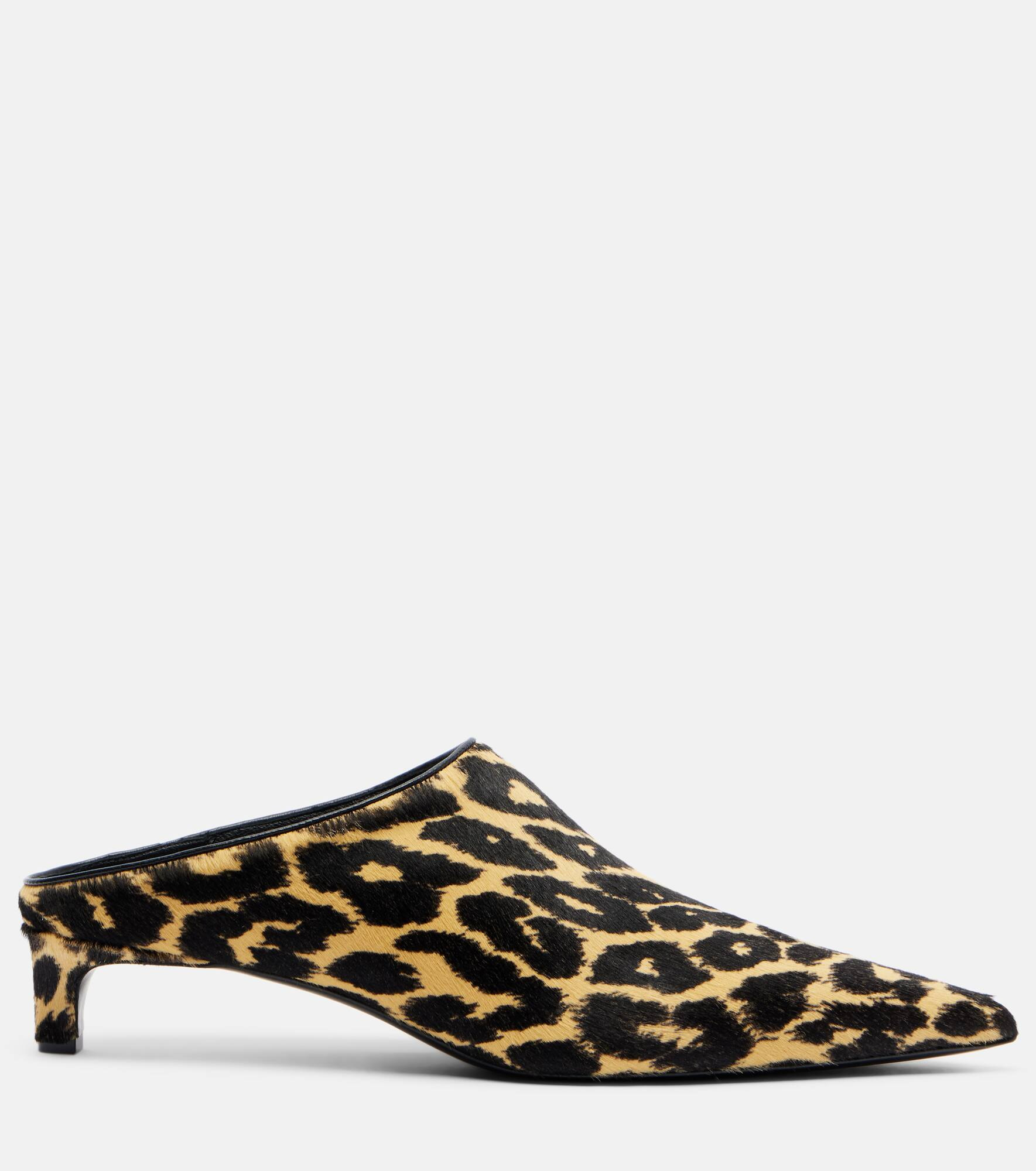 Pointy leopard-print calf hair mules - 4