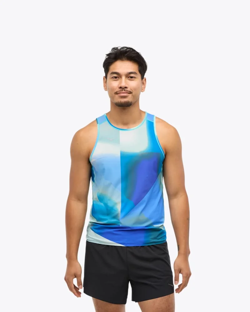 Men's Airolite Run Tank Top in Blue Mist - 1
