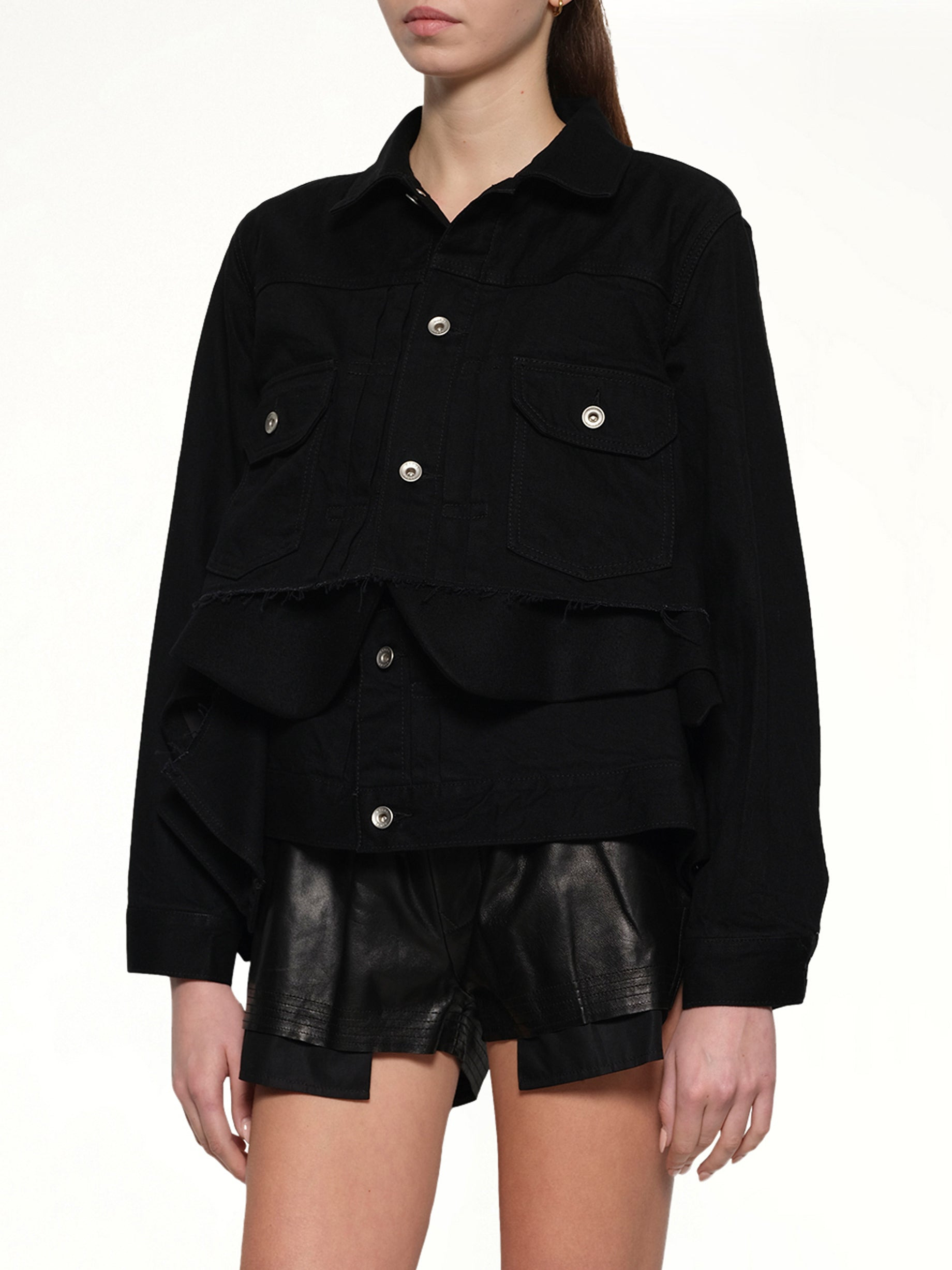 Denim x Wool Melton Jacket in Black - 6