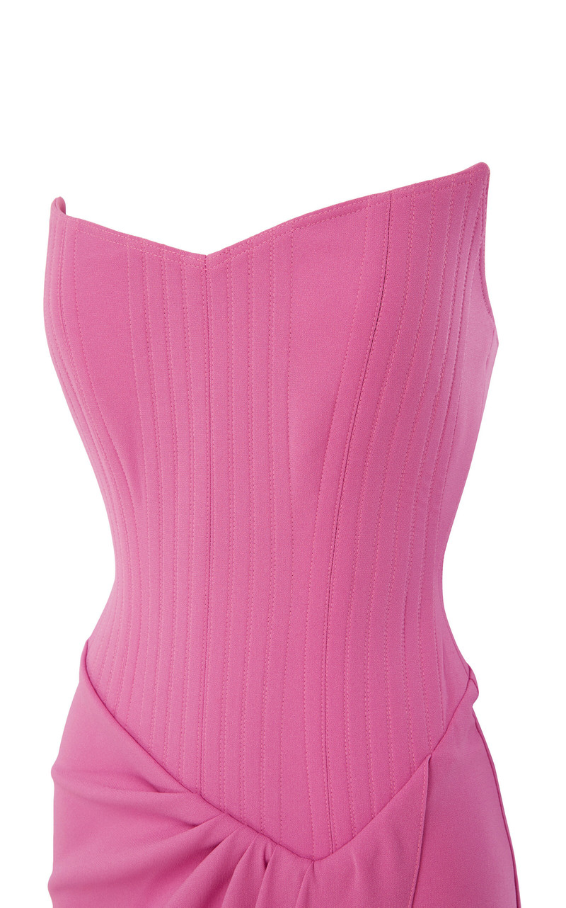 Asymmetric Crepe Corset Gown pink 6