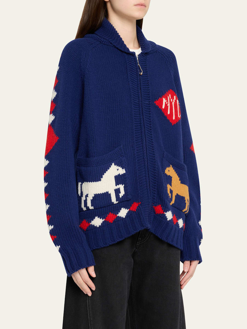 Diamond Corral Horse Merino Wool Cardigan 4