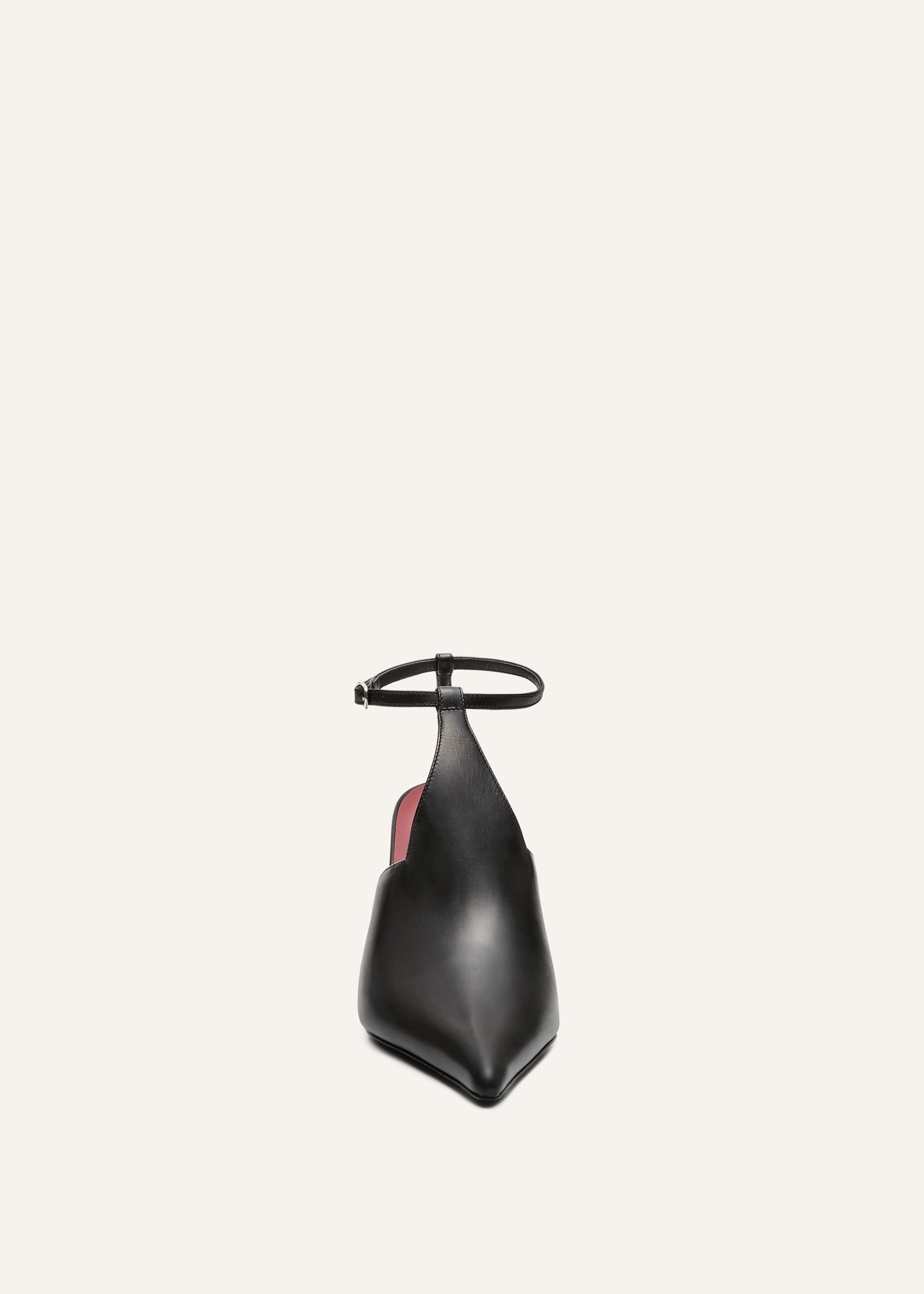Ankle-strap pointed heels in black leather - 3