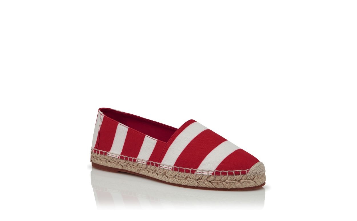 Red and White Striped Cotton Espadrilles - 3