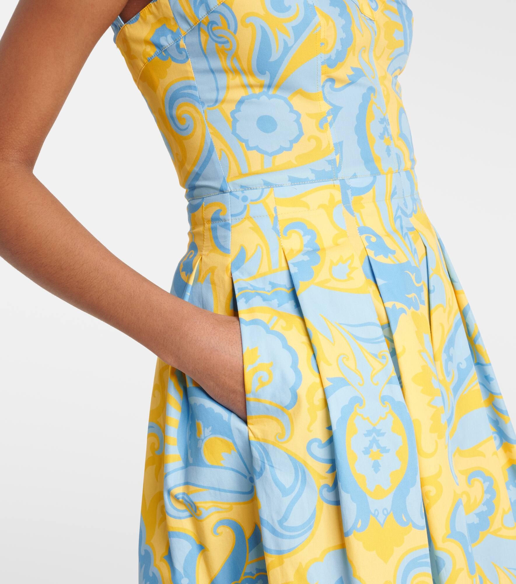 Paisley pleated cotton midi dress - 5