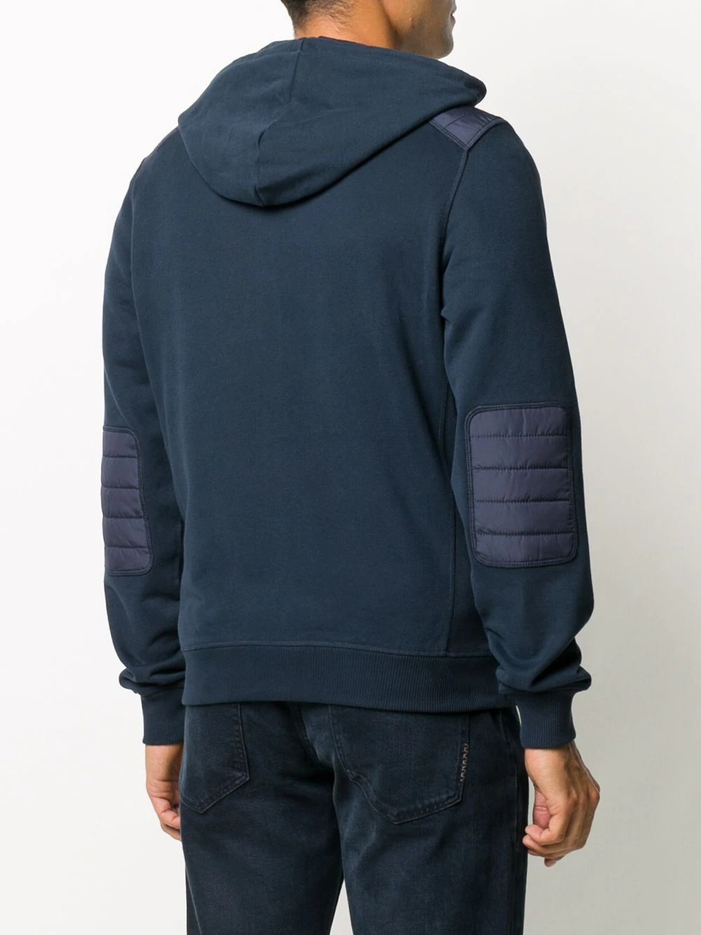 elbow-patch zipped hoodie - 4