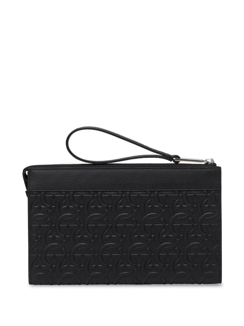 logo-embossed leather clutch bag - 2