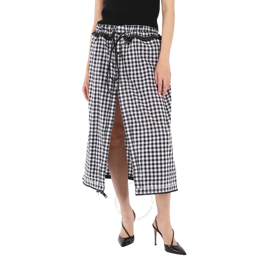 Burberry Ladies Black Convertible Mixed Media Gingham Dress - 1