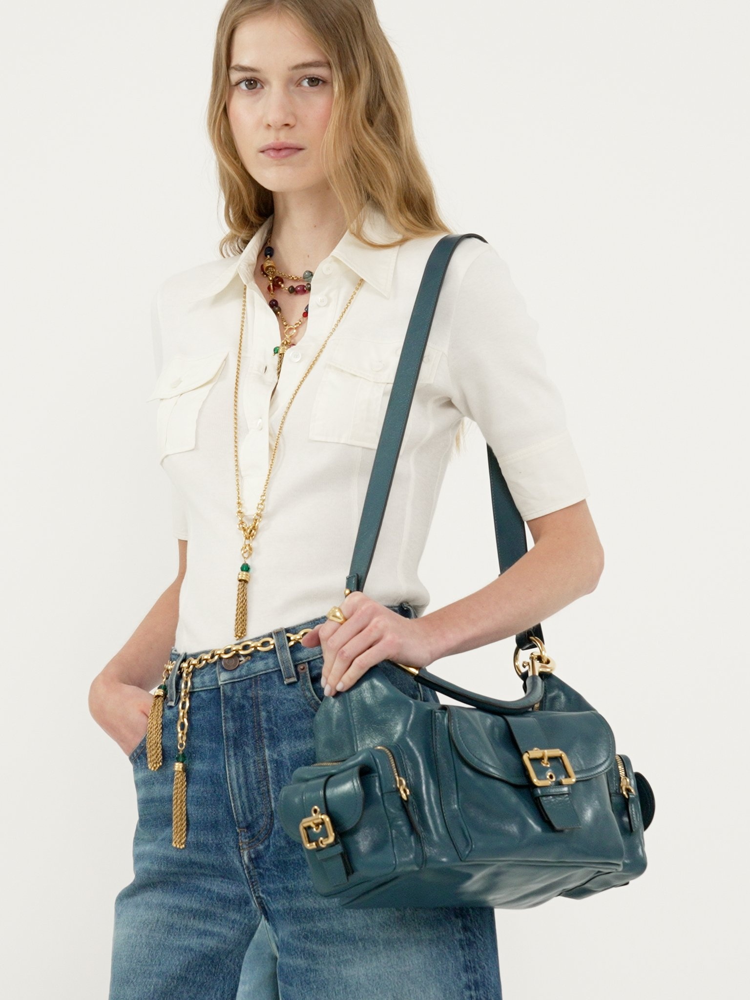 CAMERA BAG IN SHINY LEATHER - 4