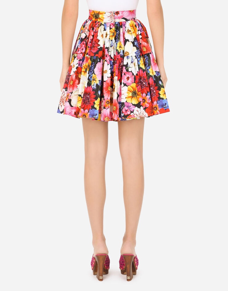 Short garden-print poplin skirt - 2