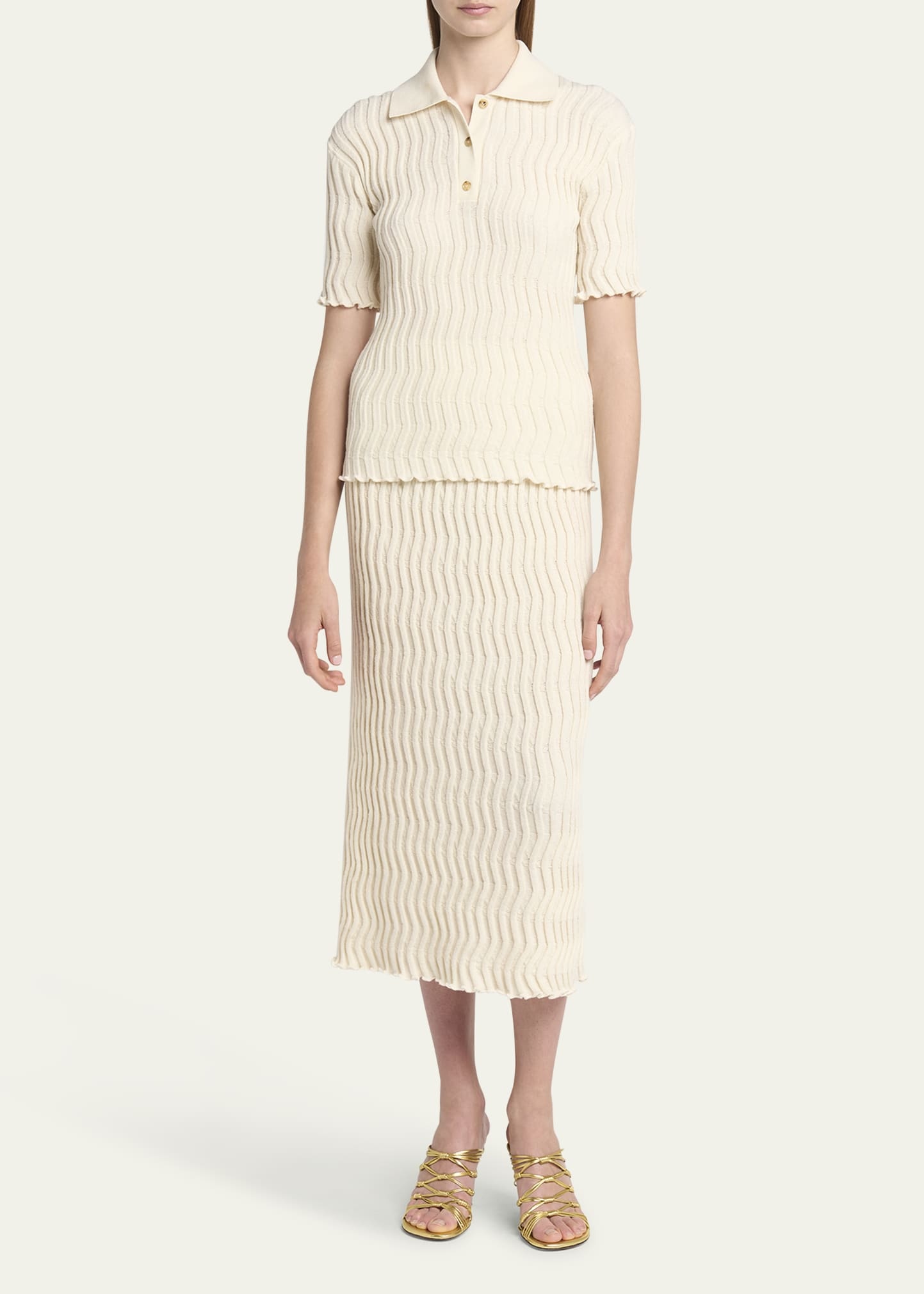 Zigzag Knit Slim Midi Skirt - 2