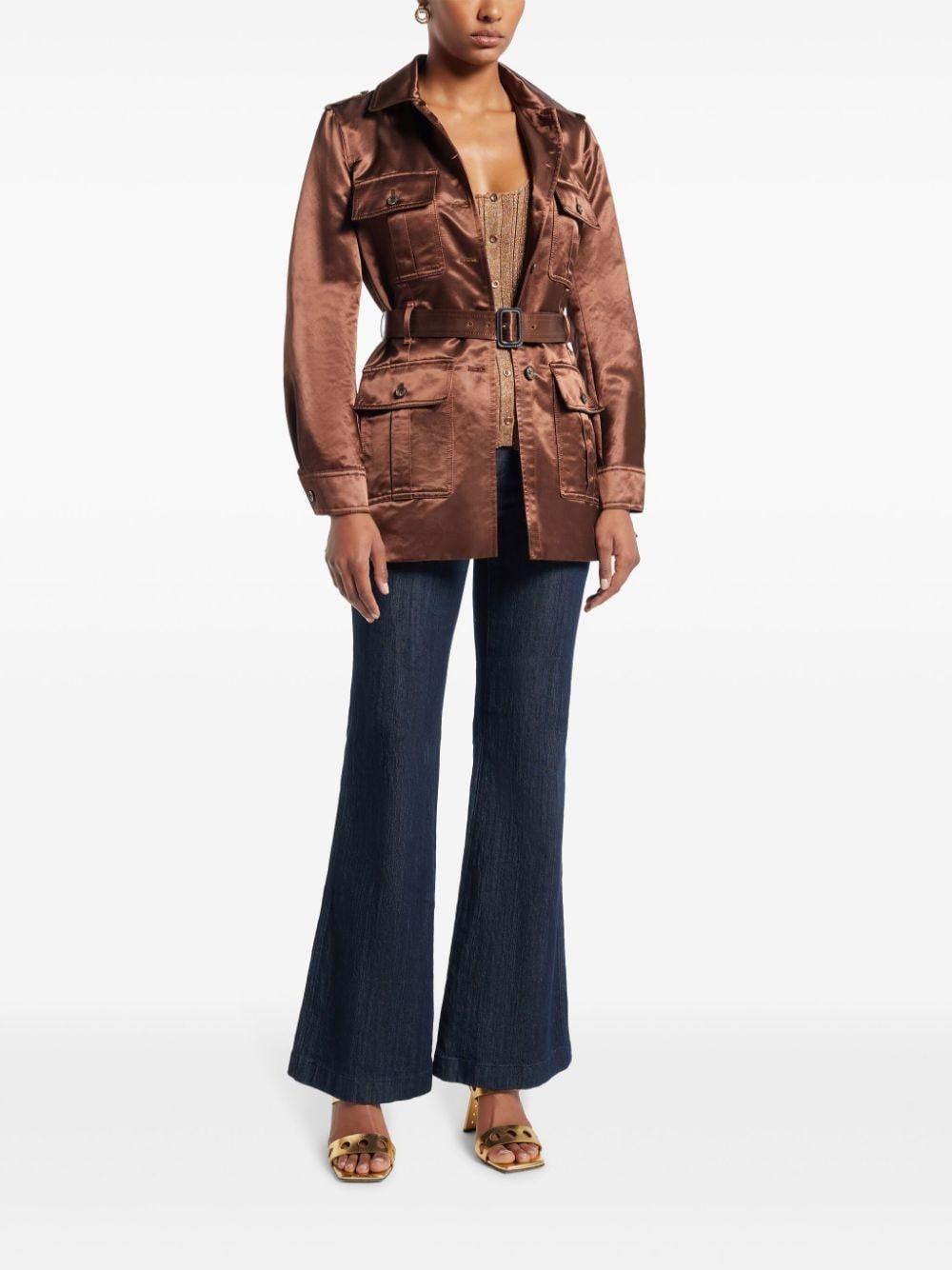 satin belted jacket - 2
