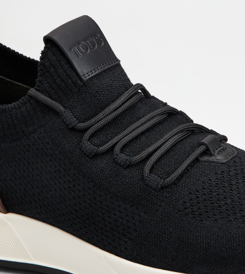 SOCK SNEAKERS IN TECHNICAL FABRIC AND LEATHER - BLACK, BROWN 5