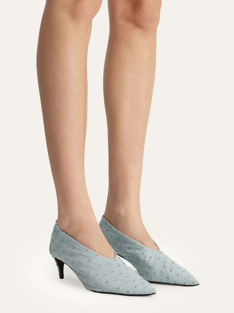 KHAITE 50mm Miriam Ostrich-Effect Leather Pumps outlook