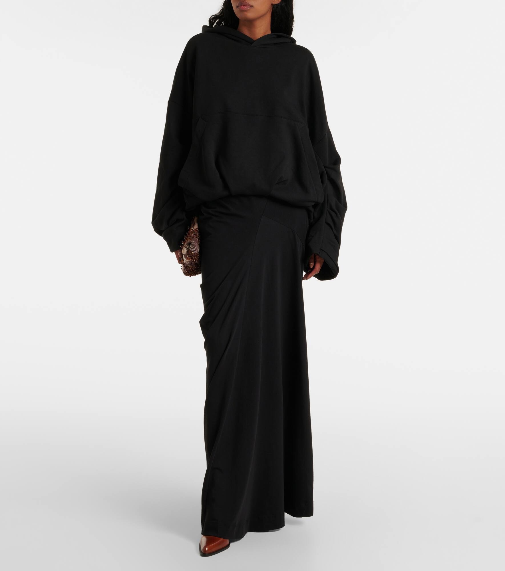 Draped cotton jersey maxi skirt - 6