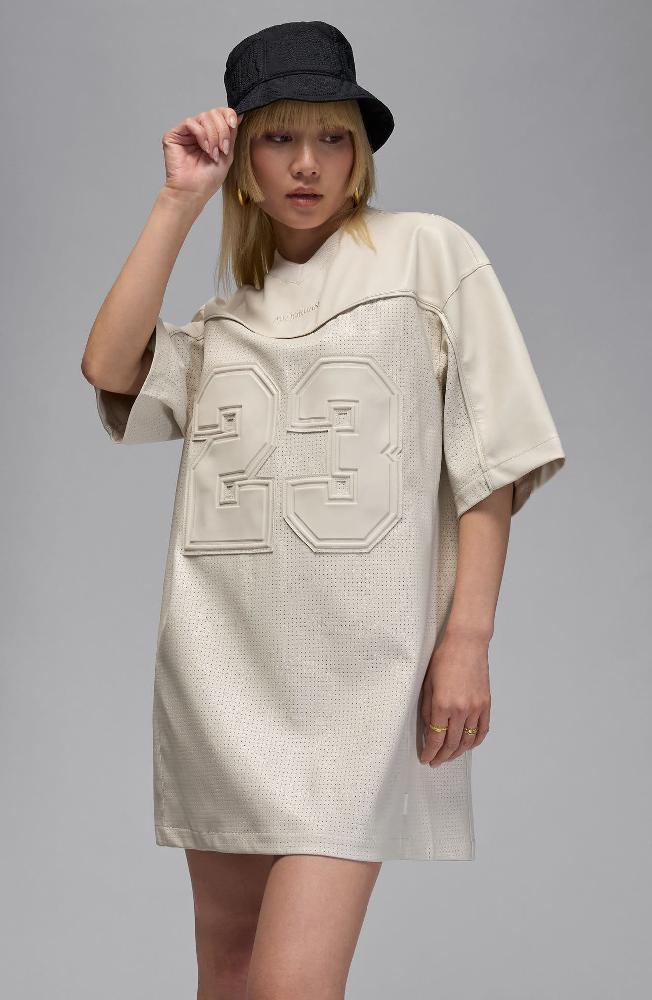 Jordan Faux Leather T-Shirt Dress in Light Ore Wood Brown at Nordstrom - 6