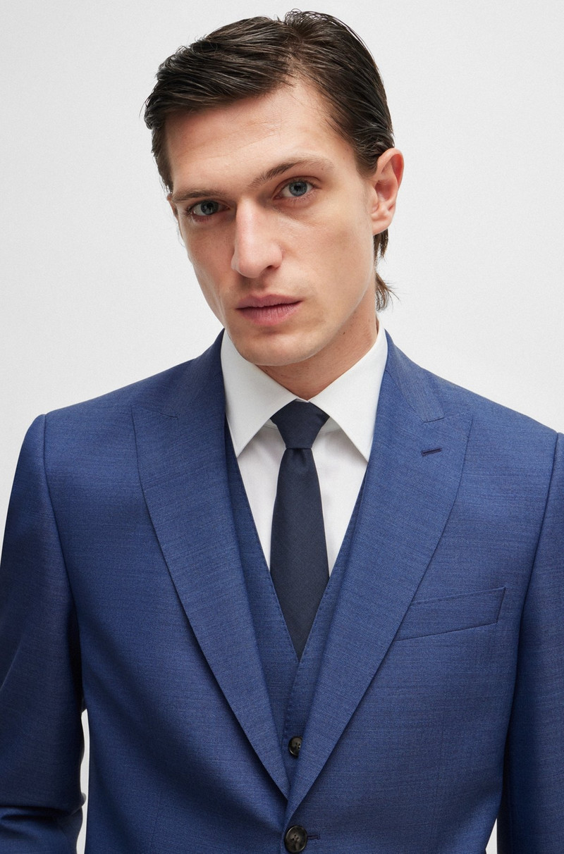 REGULAR-FIT THREE-PIECE SUIT IN MELANGE VIRGIN WOOL 5