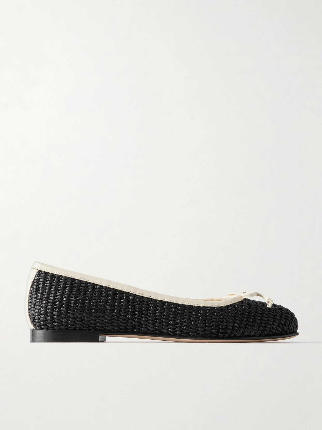 Veralli Leather-trimmed Raffia Ballet Flats - 1
