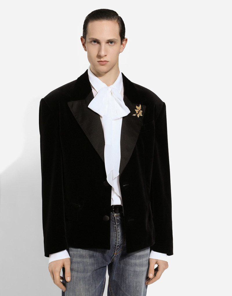 Oversize single-breasted velvet jacket 4