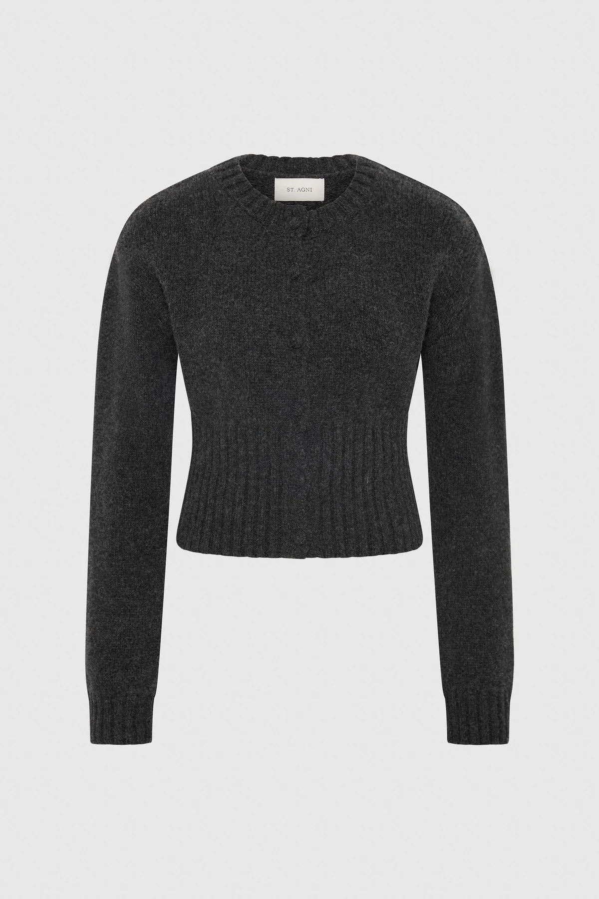 Wool Cardigan - Dark Charcoal Melange - 1