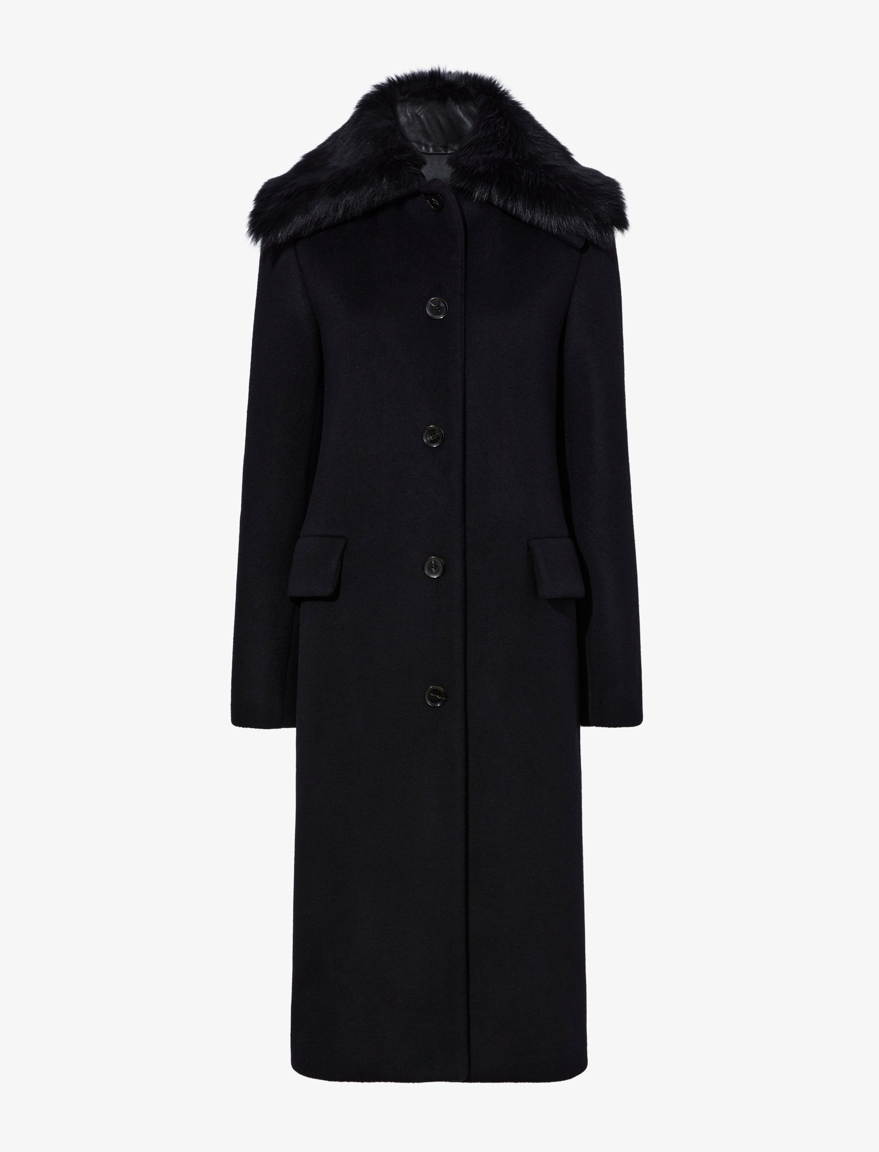 Louise Coat With Shearling Collar in Wool Cashmere - 1