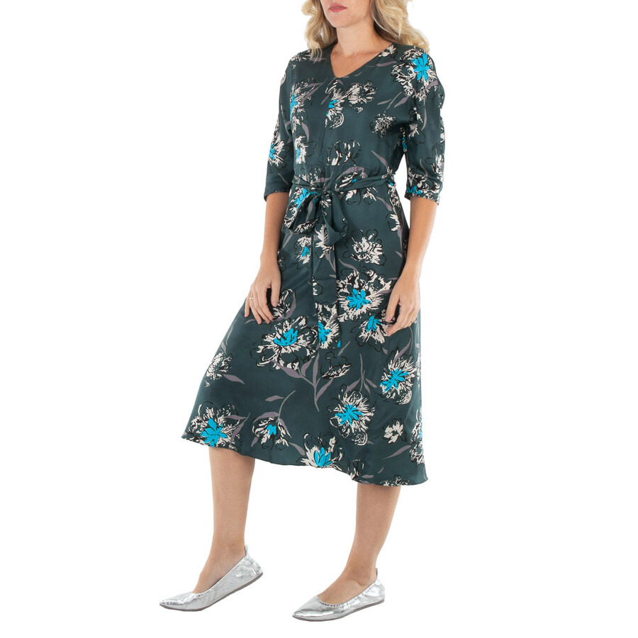 Max Mara Cloe Belted Poplin Long-Sleeve Midi Dress - 5