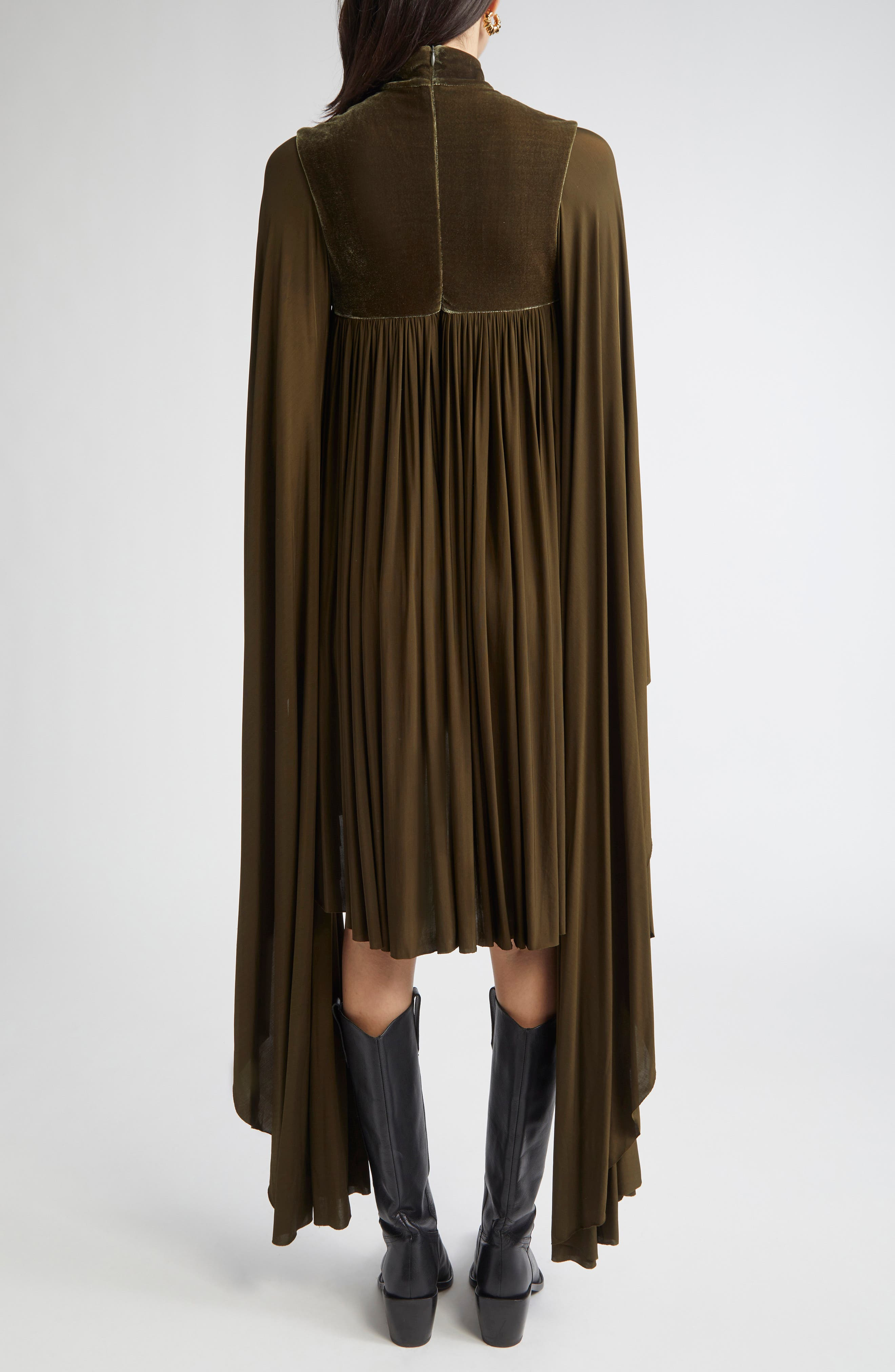 Zimmermann Memento Pleated Batwing Sleeve Minidress in Olive at Nordstrom - 2