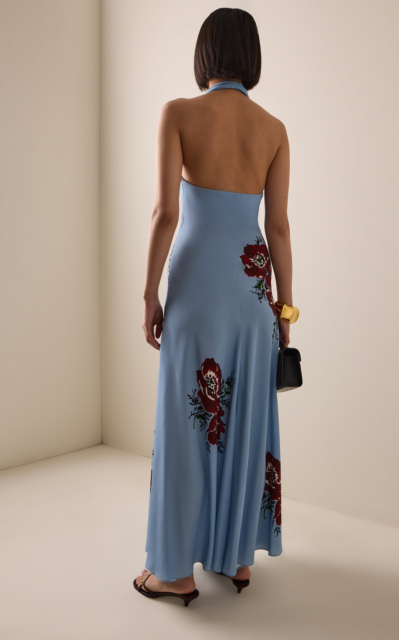 Exclusive Floral Silk-Crepe Maxi Halter Dress blue 4