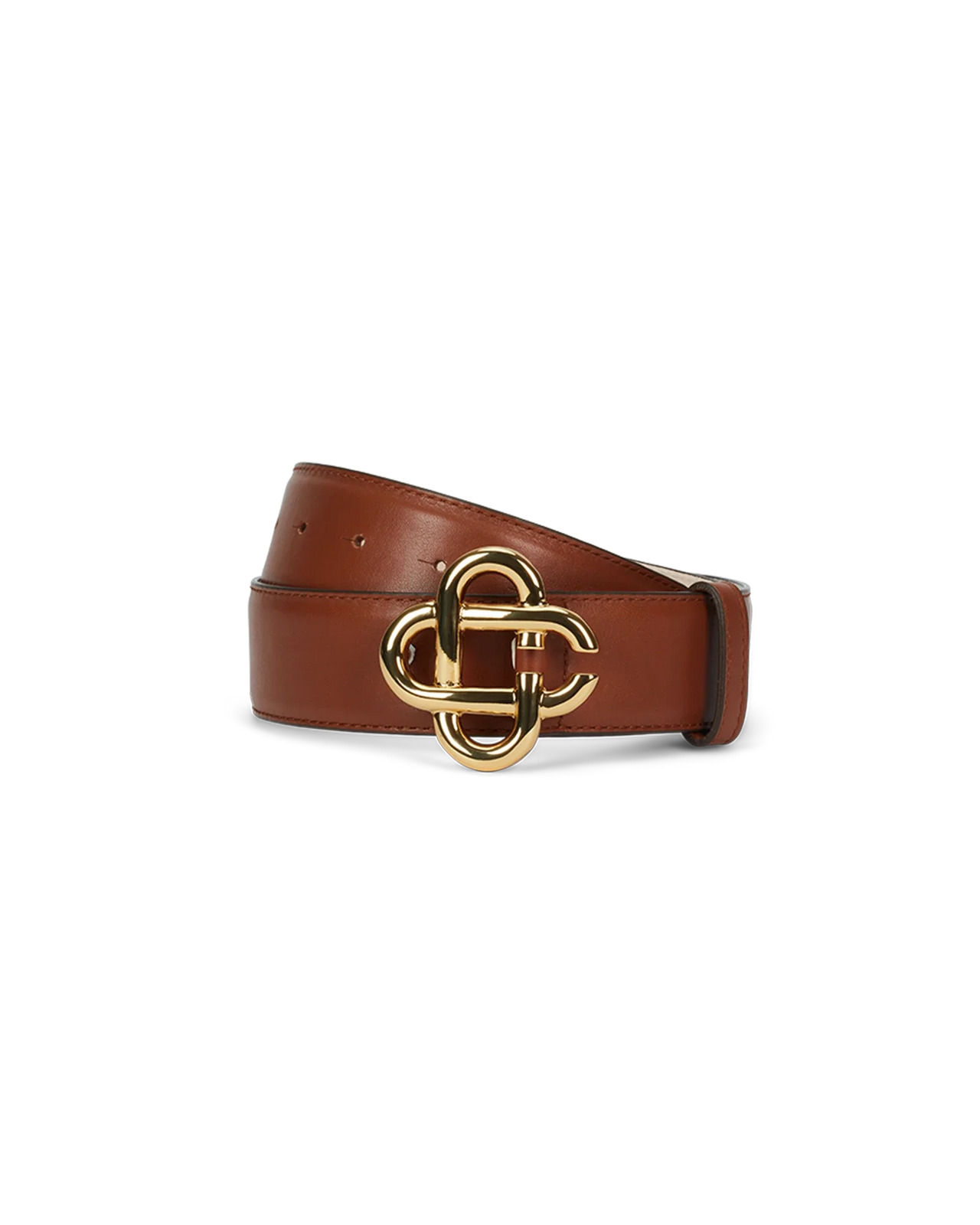 Womens Tan CC Logo Buckle Belt - 1