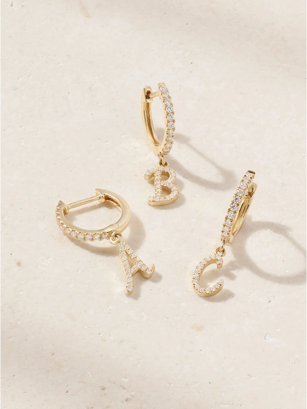 Initial Huggie 18-karat Gold Diamond Single Earring - 1