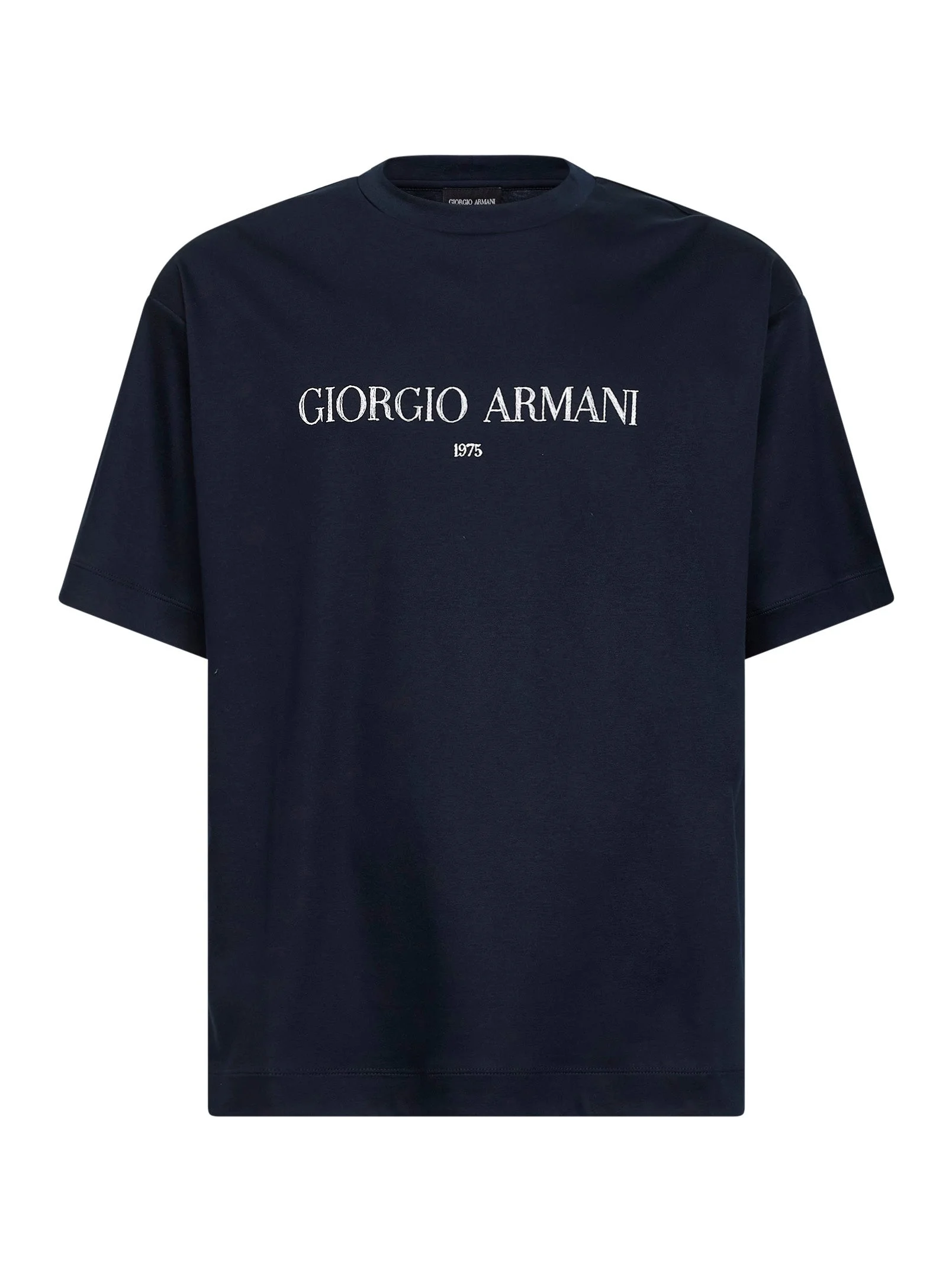 Navy blue cotton interlock jersey T-shirt - 1