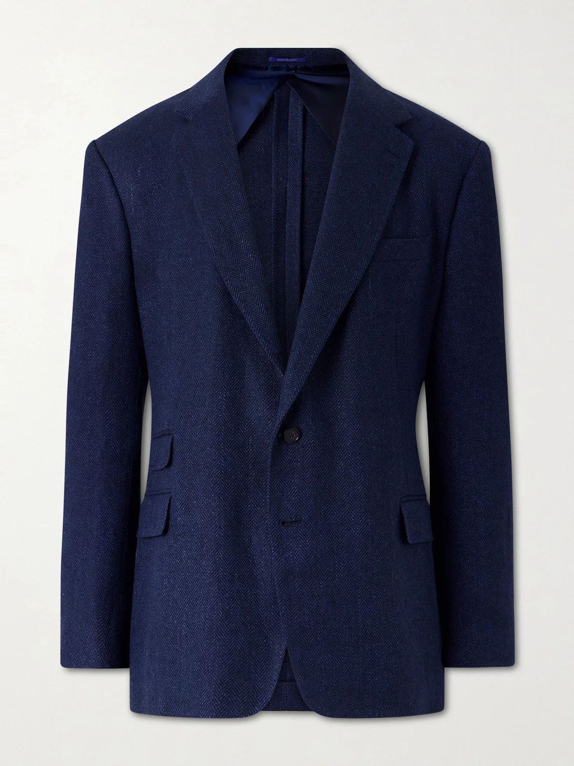 Herringbone Cotton, Silk and Linen-Blend Blazer - 1
