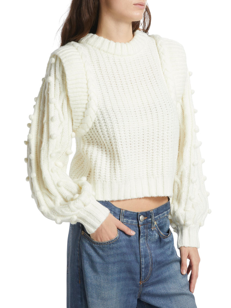 Women's Shaker-Stitch Cropped Sweater - Off White 4