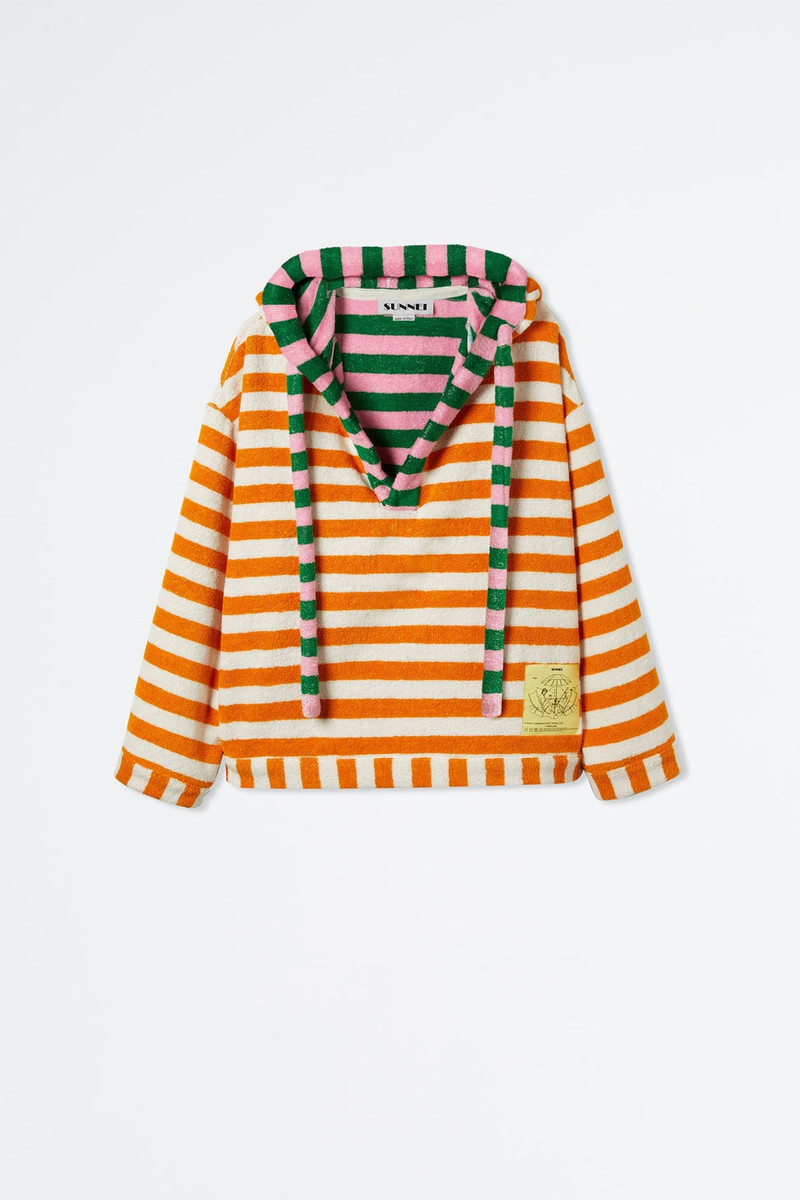 ORANGE AND WHITE STRIPED BEACH HOODIE 5