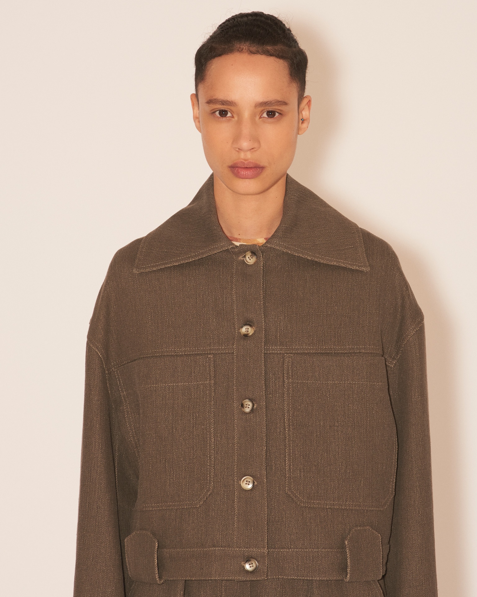 BAMBARI - Slim boxxy denim jacket - Khaki - 6