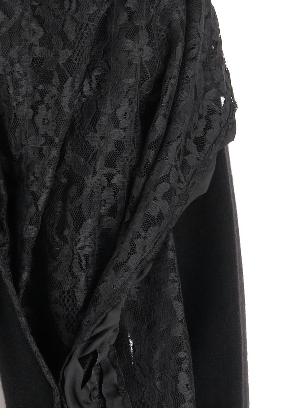 lace-insert crew-neck cardigan - 3