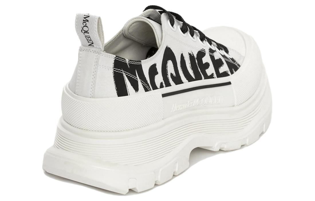 Alexander McQueen Tread Slick Low Lace Up Canvas Graffiti 'White Black' 682423WIABD9488 - 4
