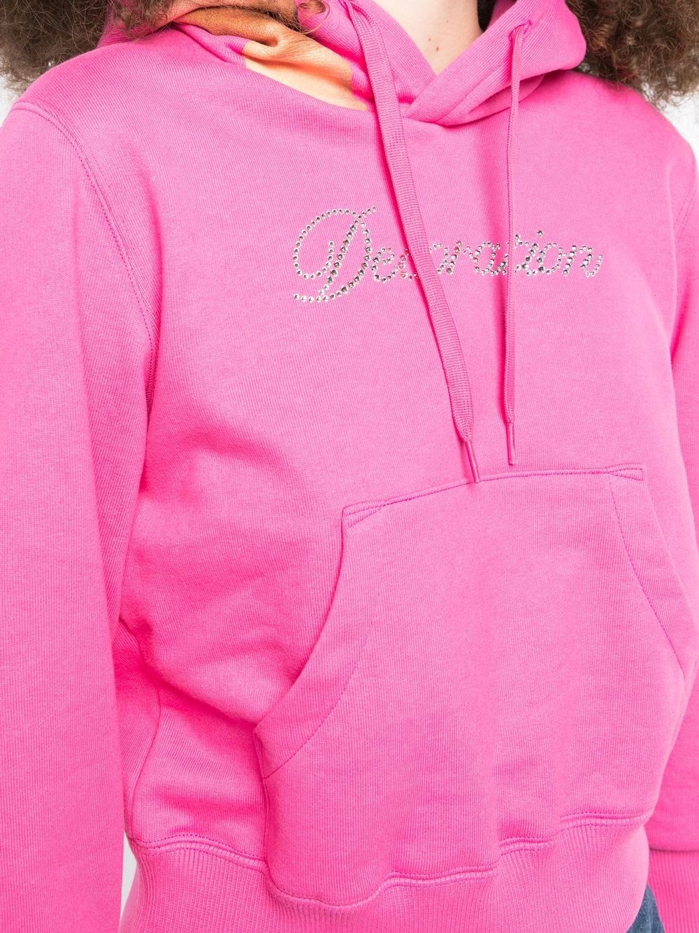 rhinestone-logo detail hoodie - 5