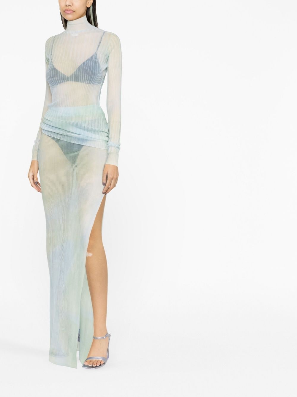 tie-dye sheer maxi skirt - 3