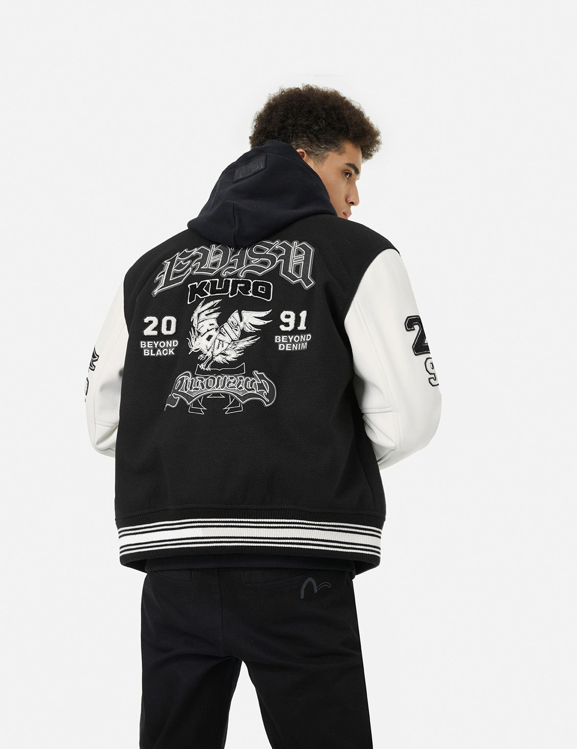 Multi Logo Badge Embroidery Relax Fit Padded Baseball Jacket - 5
