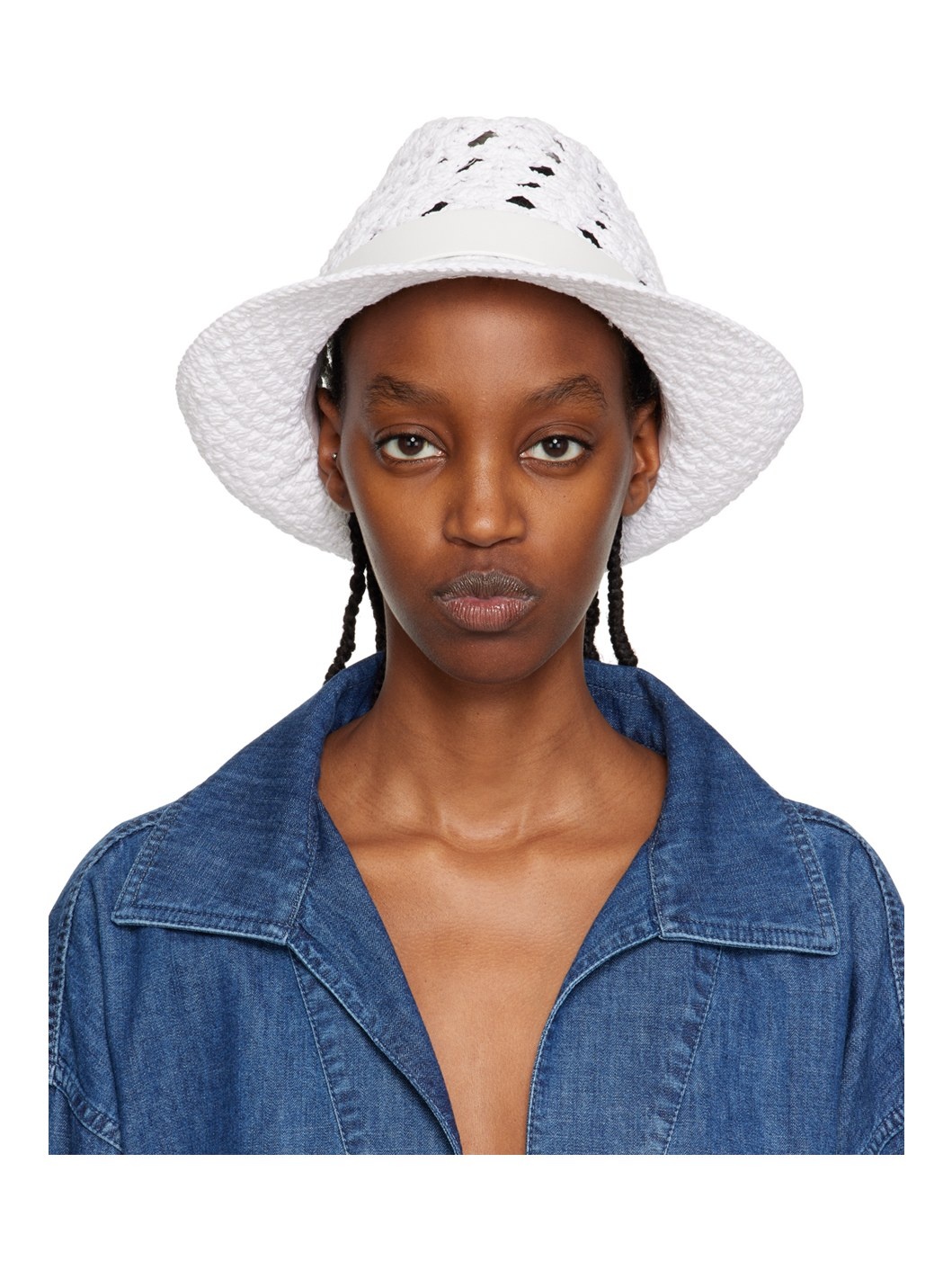 White VLogo Beach Hat - 1