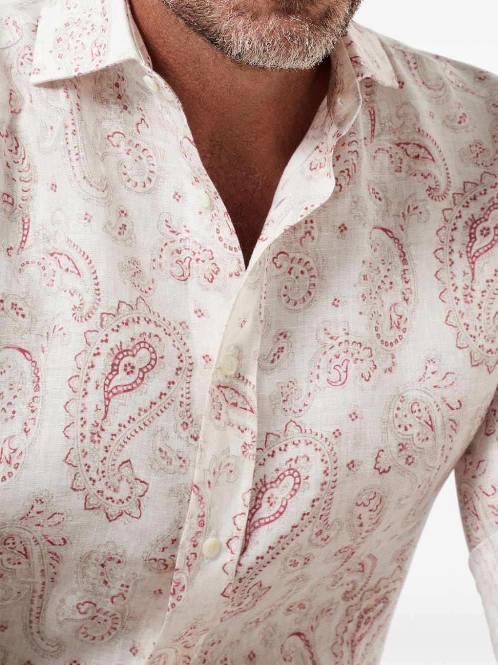 paisley-print linen shirt - 4