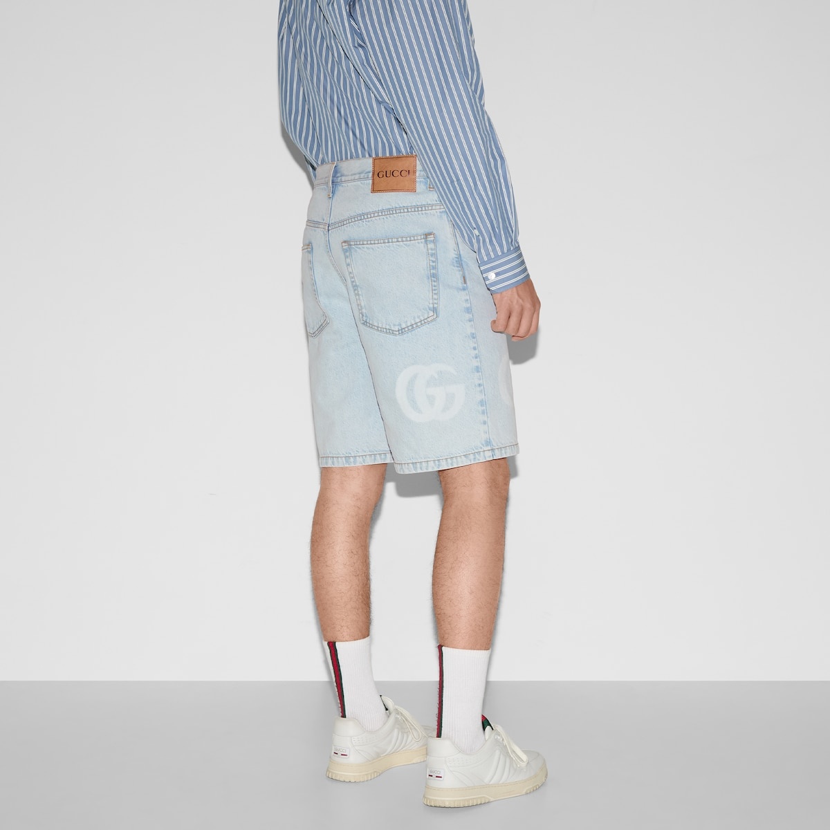 Lasered denim shorts - 4