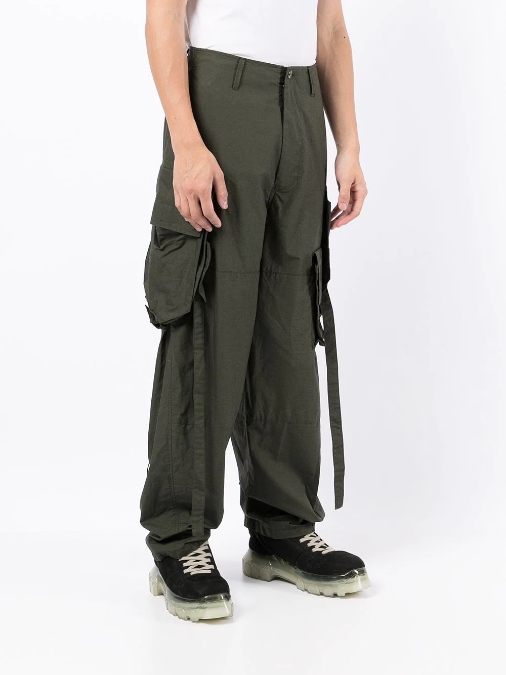 hanging-strap cargo trousers - 3