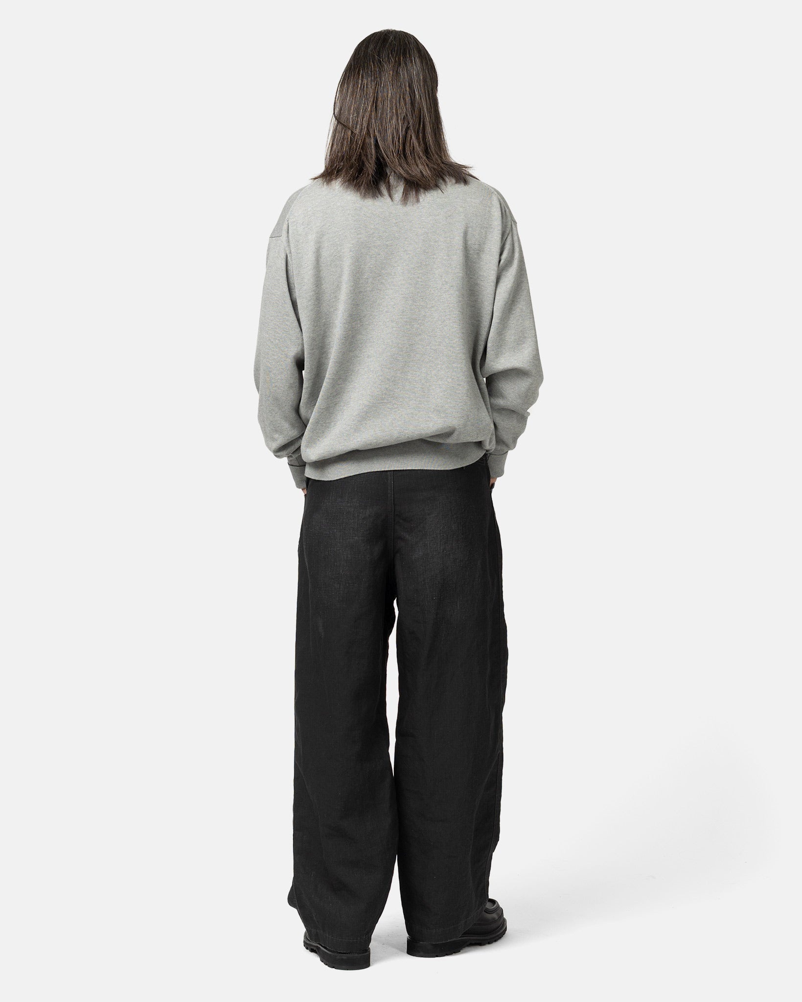 Vintage Black Linen Trousers Black - 4