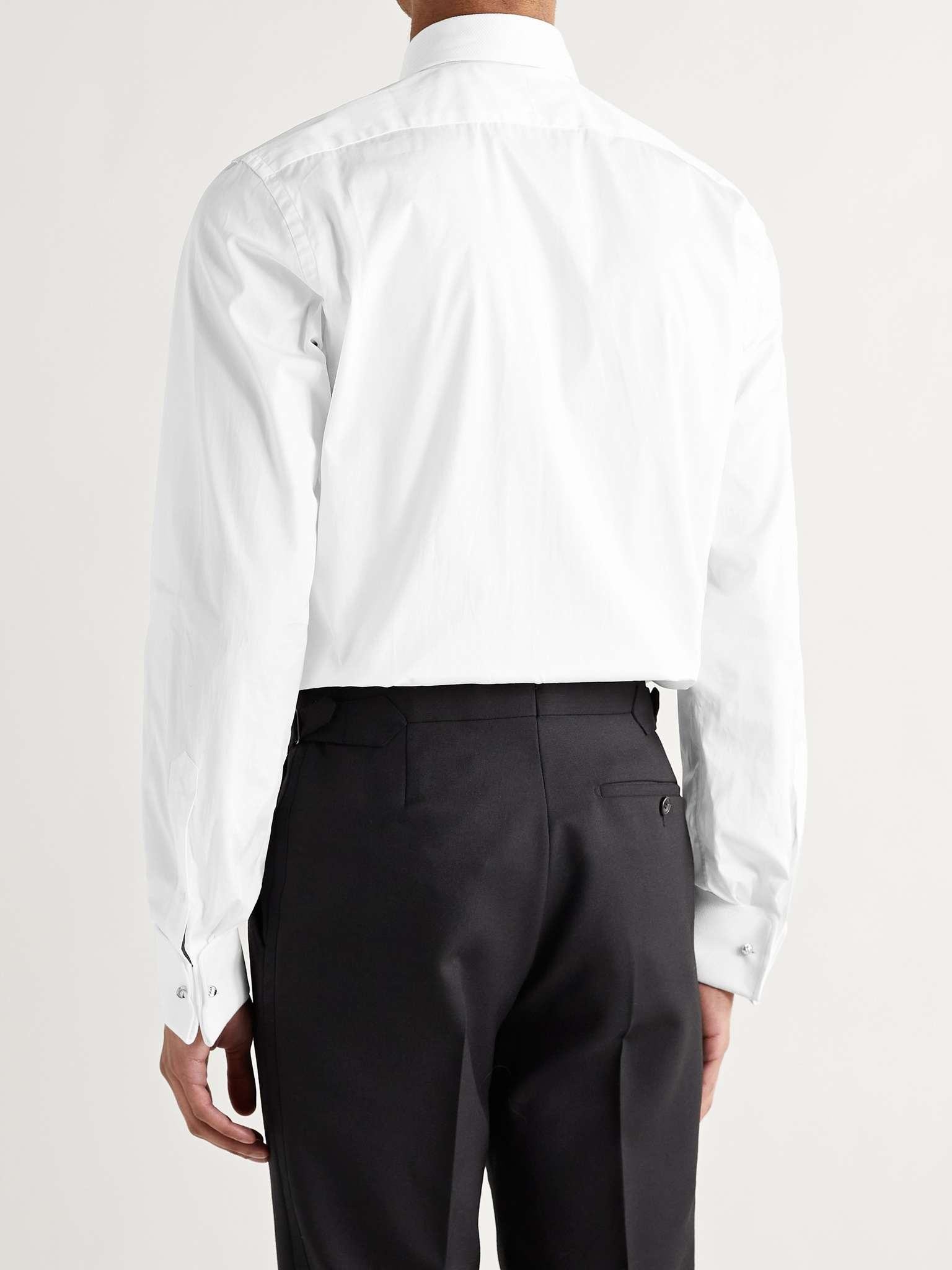 White Slim-Fit Bib-Front Double-Cuff Cotton Tuxedo Shirt - 4