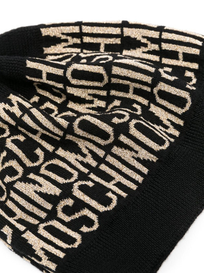 Moschino intarsia-logo fine-knit beanie outlook