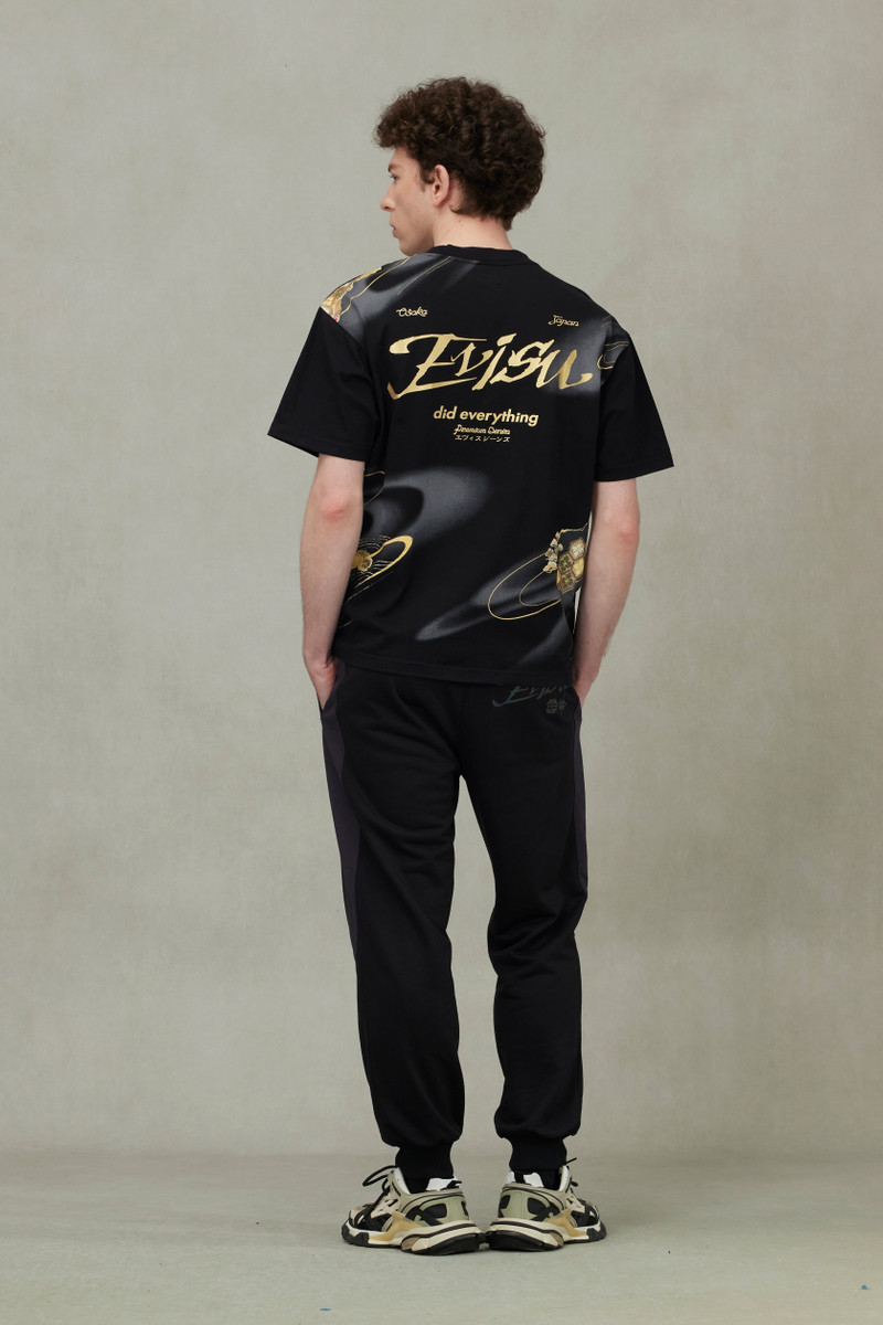 Brocade Kamon and Allover Print Relax Fit T-Shirt 4