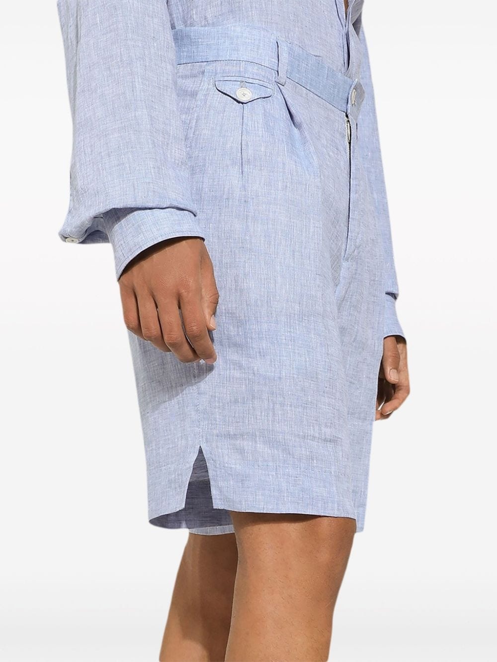 button-fastening linen shorts - 5