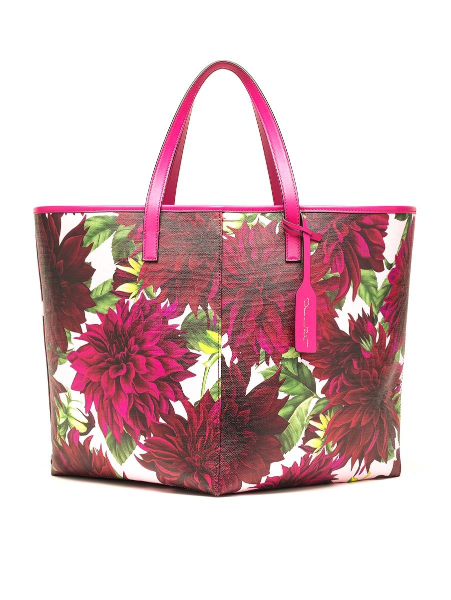 MEDIUM DAHLIA PRINTED SQUARE TOTE - 1